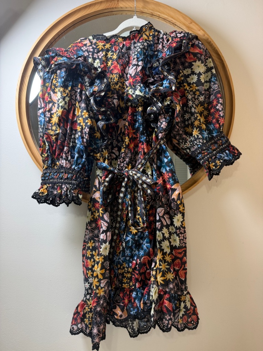 FARM Rio Black Multicolor Floral Midi Dress